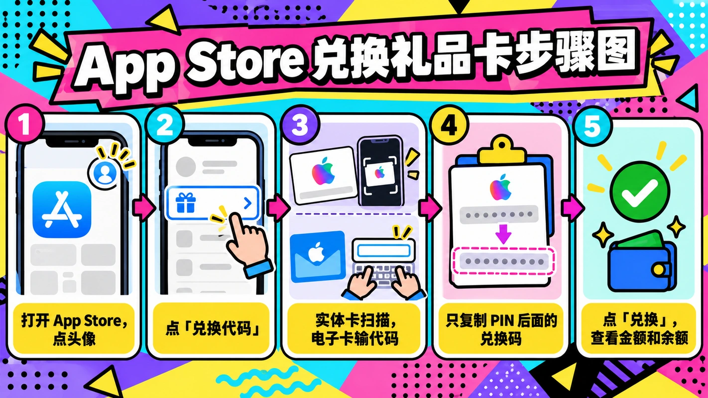 App Store 兑换礼品卡步骤图