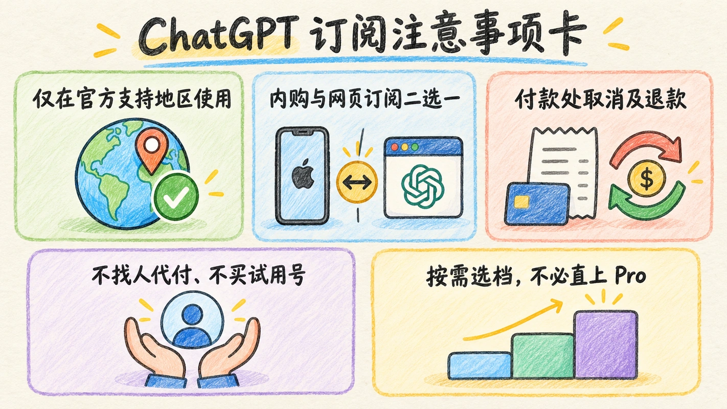 ChatGPT 订阅注意事项卡