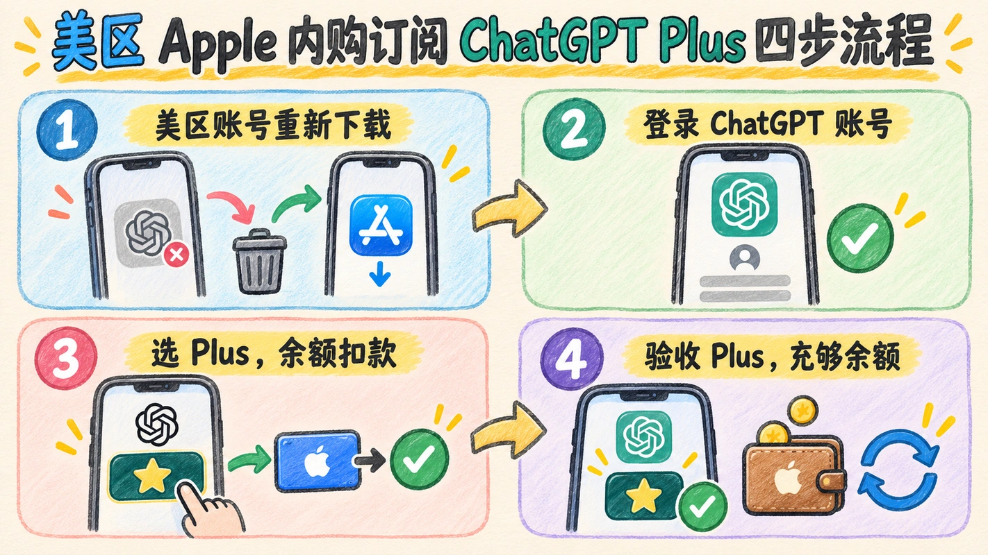 美区 Apple 内购订阅 ChatGPT Plus 四步流程