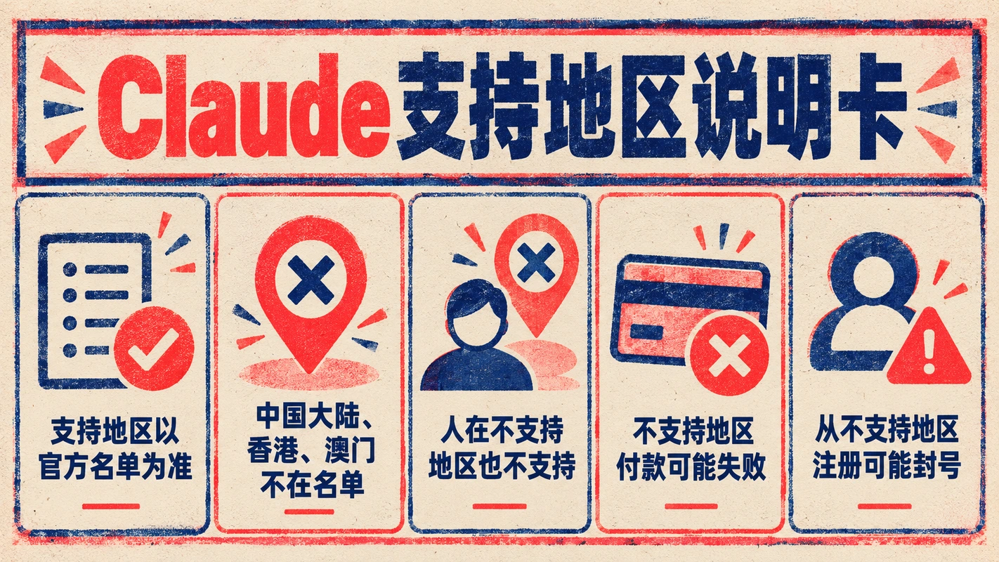 Claude 支持地区说明卡