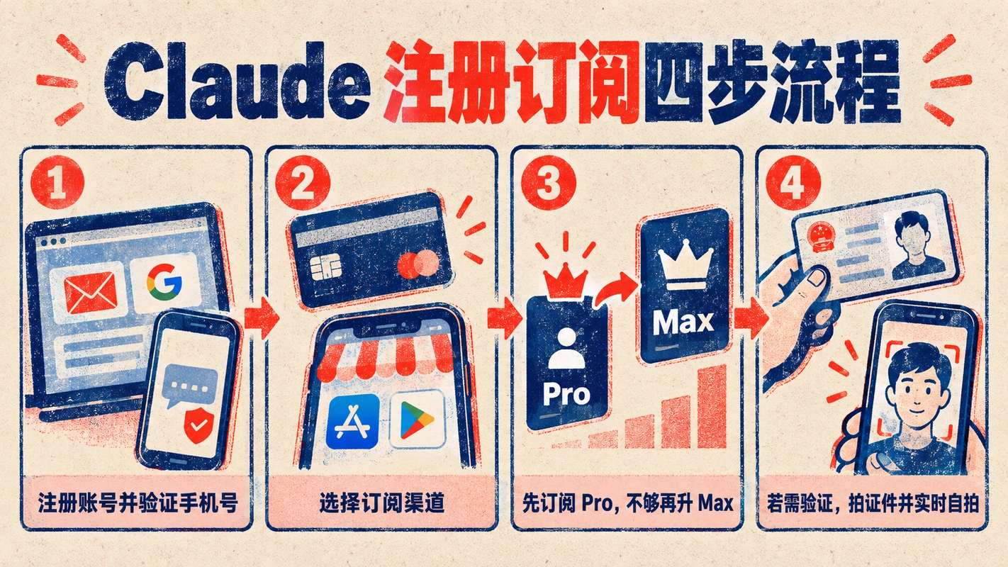 Claude 注册订阅四步流程