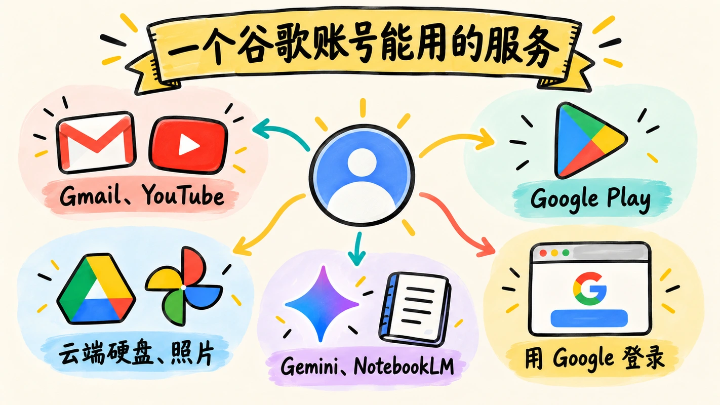 一个谷歌账号能用的服务