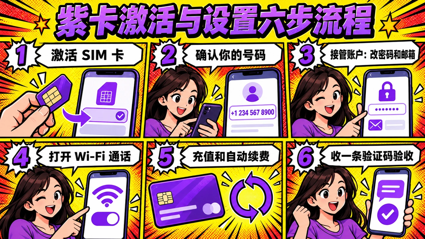 紫卡激活与设置六步流程